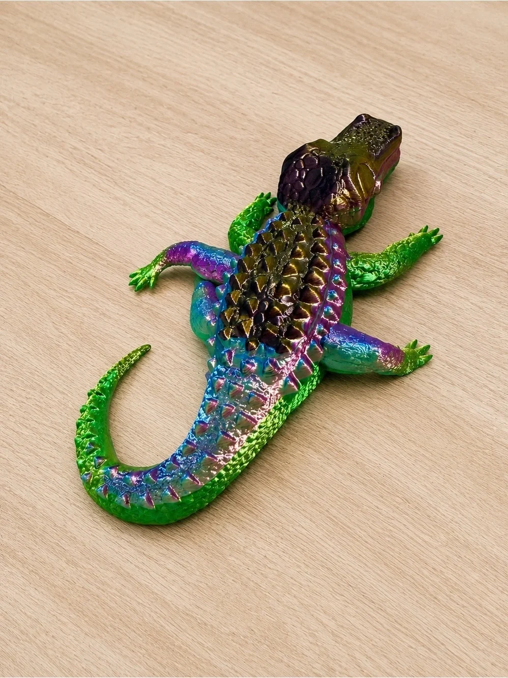 3D printed Metallic Green & Purple Alligator Terrarium Accent